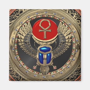 [600] Sacred Gold Egyptian Winged Scarab mit Ankh Magnet