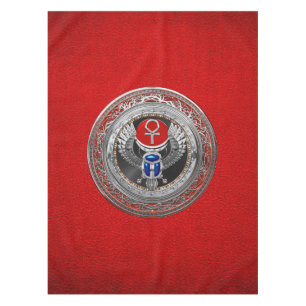 [600] Sacred Silver Egyptian Winged Scarab & Ankh Tischdecke