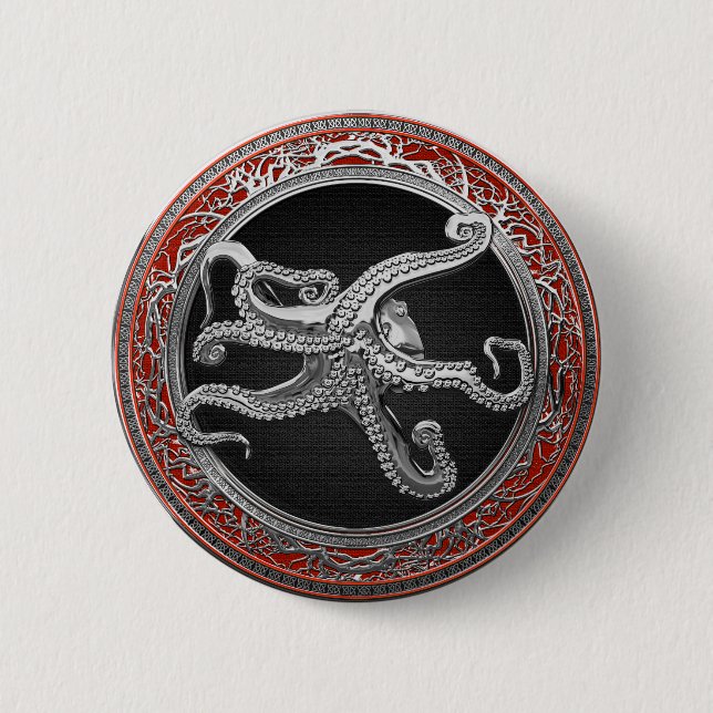 [600] Sacred Silver Octopus in Defensive Posture Button (Vorderseite)