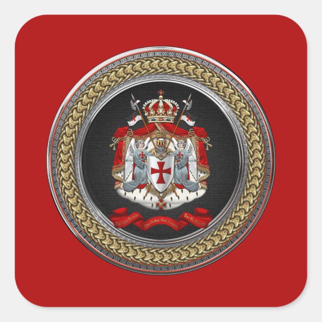 [600] Tempelwappen der Ritter Quadratischer Aufkleber (Vorderseite)