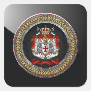 [600] Tempelwappen der Ritter Quadratischer Aufkleber