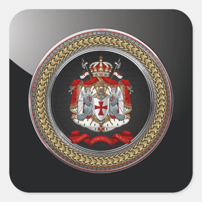 [600] Tempelwappen der Ritter Quadratischer Aufkleber (Vorderseite)