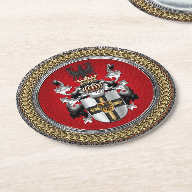 [600] Wappen-Teutonenkappe Runder Pappuntersetzer (Angewinkelt)