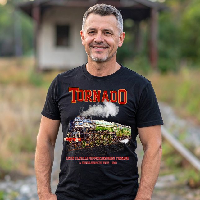 60163 Tornado Vintage Dampfzuglokomotive T-Shirt (Tornado Vintage Steam Train English Locomotive. Mens Basic T-Shirt)