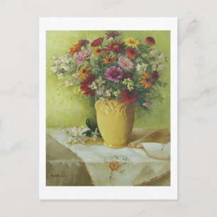 6021 Zinnias in Yellow McCoy Vase Postkarte