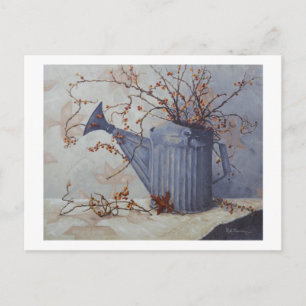 6033 Bittersweet in Watering Can on Quilt Postcard Postkarte