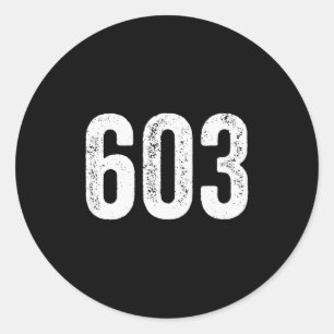 603 bedrängte Vorwahl von New Hampshire Runder Aufkleber