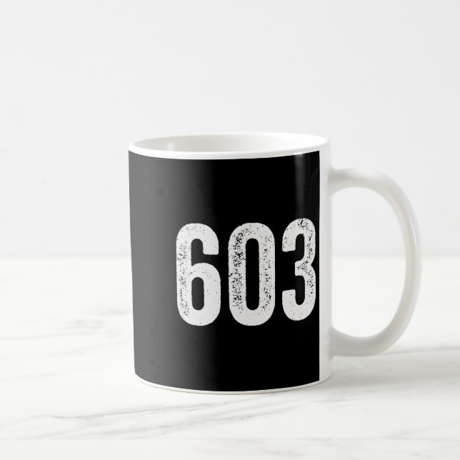 603 Distressed New Hampshire Area Code  Kaffeetasse (Rechts)