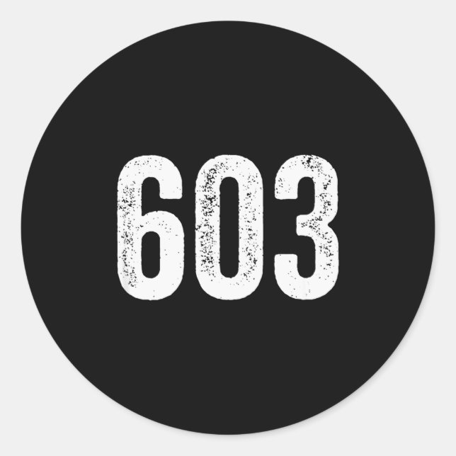 603 Distressed New Hampshire Area Code  Runder Aufkleber (Vorderseite)