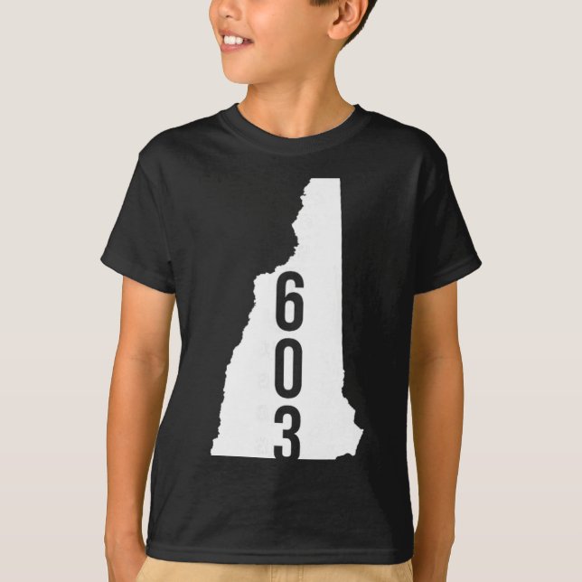 603 Nh New Hampshire Area Code State Map Tee  (Vorderseite)