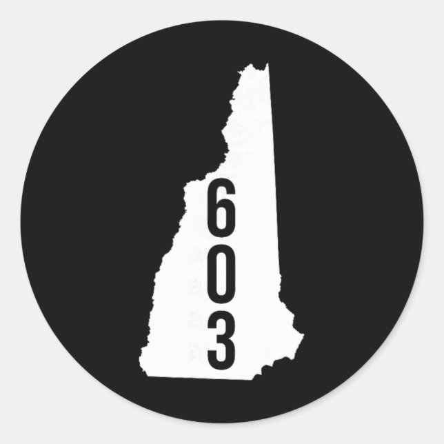 603 Nh New Hampshire Area Code State Map Tee  Runder Aufkleber (Vorderseite)