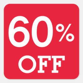 60 % 60 % Rabatt Verkauf weiß rot Quadratischer Aufkleber