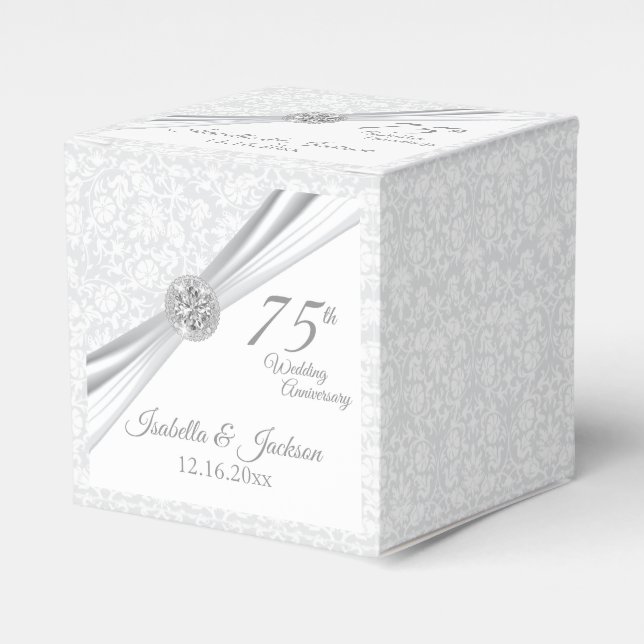 60. / 75. Diamond Wedding Jubiläum auf Weiß Geschenkschachtel (Vorderseite)