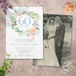 60. | 75. Jubiläum Ihre Hochzeitsfeier Foto Rose Einladung