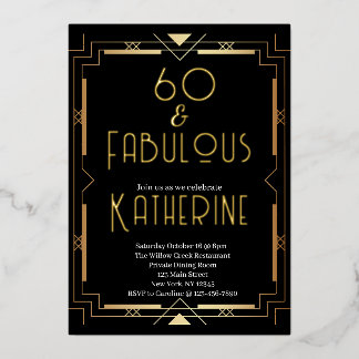 60 and Fabulous 60th Birthday Party Art Deco  Folieneinladung