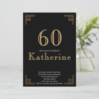 60 and Fabulous 60th Birthday Party Art Deco Photo Einladung