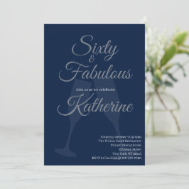 60 and Fabulous | 60th Birthday Party Blue Script Einladung