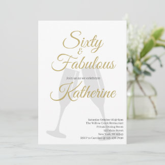 60 and Fabulous | 60th Birthday Party Gold Script Einladung