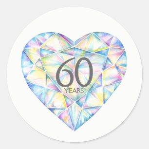 60 ans de diamant coeur aquarelle autocollants d'a