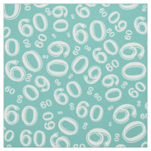 60. Aquamarines und weißes Zufallszahlenmuster 60 Stoff