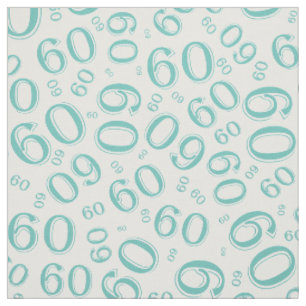 60. Aquamarines und weißes Zufallszahlenmuster 60 Stoff