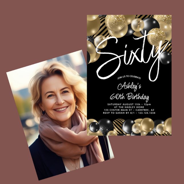 60. Black Gold 60. Foto Geburtstag Einladung (Von Creator hochgeladen)