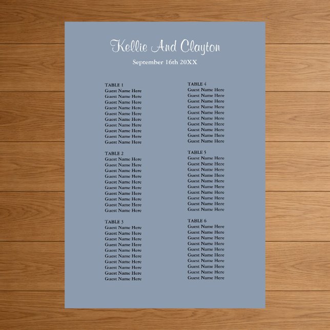 60 Blue Simple Wedding Seating Chart Poster (Von Creator hochgeladen)