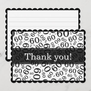 60 "Danke!" Schwarz/Weiß Zahlenmuster Dankeskarte