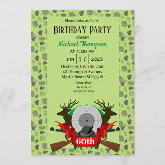 60. Deer Hunter Camouflage Geburtstag Einladung