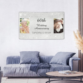 60. Diamant Hochzeitstag Foto Glitzer Banner