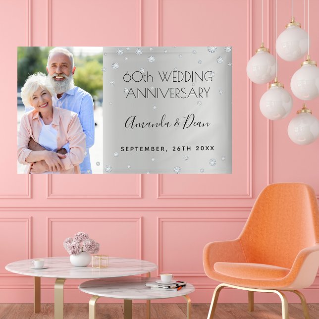 60. Diamant Hochzeitstag kundenspezifisches Foto Banner (Von Creator hochgeladen)