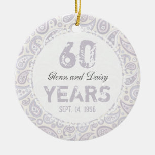 60. Diamant-Hochzeitstag-Paisley-Monogramm Keramikornament