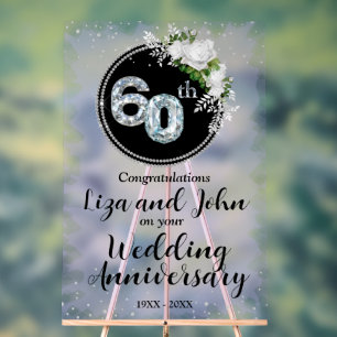 60. Diamantene Hochzeit Acrylschild