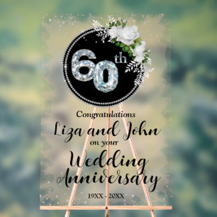 60. Diamantene Hochzeit Acrylschild