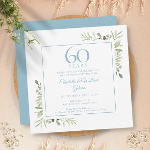 60. Diamantene Hochzeit Aquarell Grün Einladung