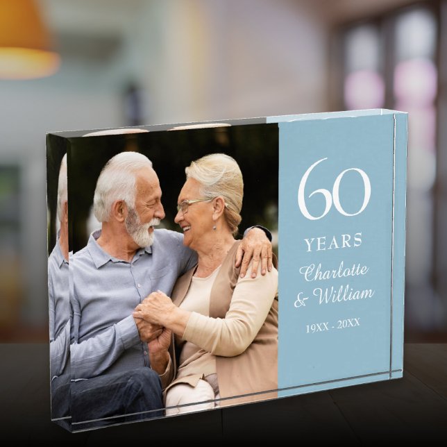60. Diamantene Hochzeit Elegant Fotoblock (60th Diamond Wedding Anniversary Elegant Photo Block)
