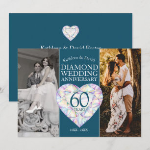 60. diamantene Hochzeit jetzt dann Foto Einladung