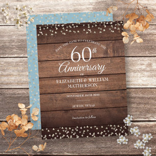 60. Diamantene Hochzeit Save-the-Date Rustikal Postkarte