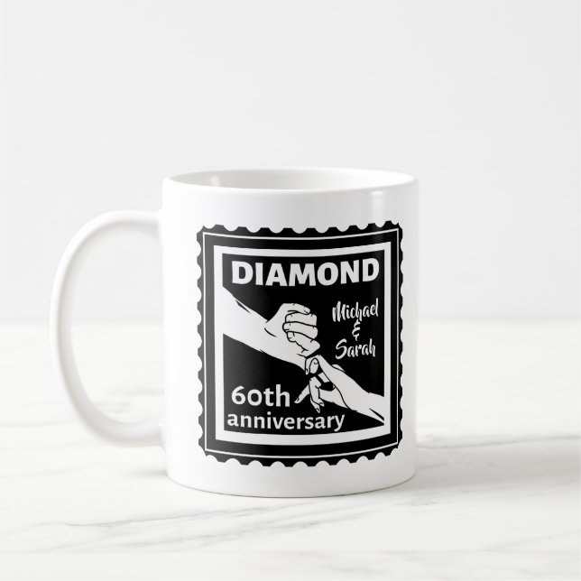 60. Diamantenhochzeit Traditionelles Jubiläum Kaffeetasse (Links)