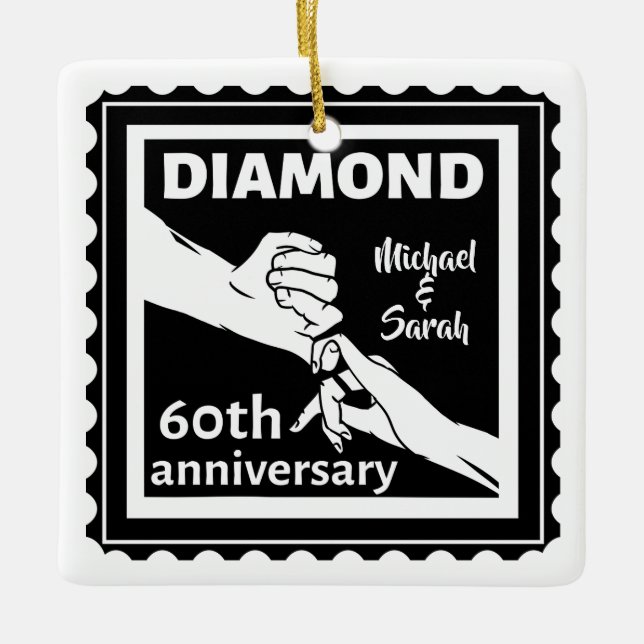 60. Diamantenhochzeit Traditionelles Jubiläum Keramikornament (Vorderseite)