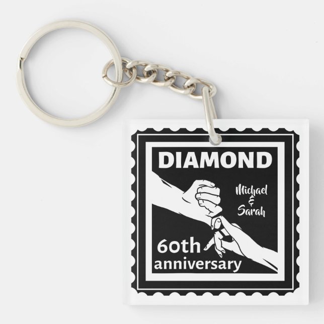 60. Diamantenhochzeit Traditionelles Jubiläum Schlüsselanhänger (Vorderseite)