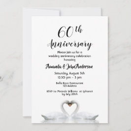 60. Diamantenhochzeit zwei Schwäne weiß Einladung