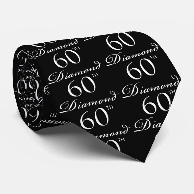 60. Diamantenjubiläum mit schwarzer Damaske Krawatte (Gerollt)