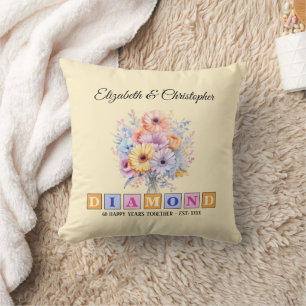 60. Diamond-Jubiläum Blumenpfirsich Kissen