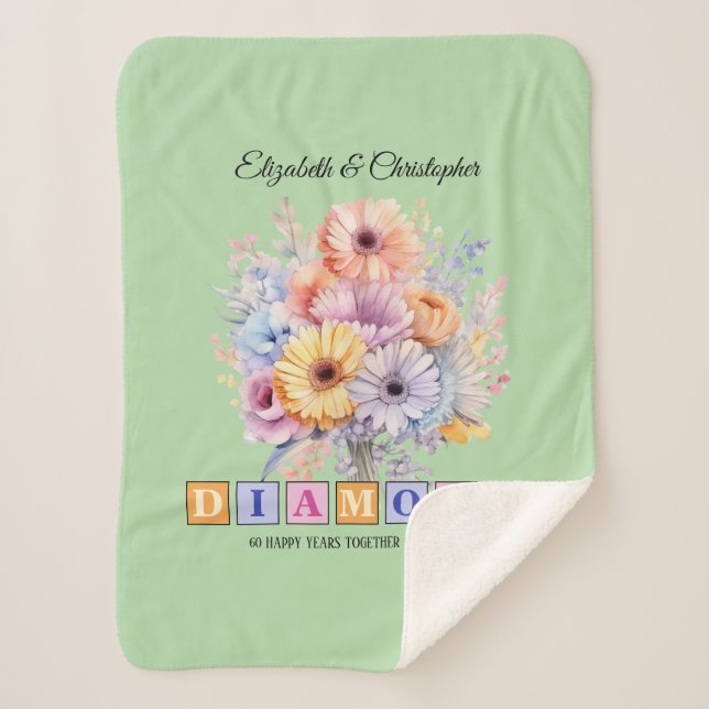 60. Diamond Jubiläum gerbera Blume grün Sherpadecke (Vorderseite)