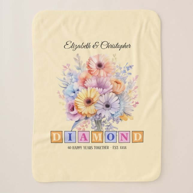 60. Diamond Jubiläum gerbera Blume Pfirsich Sherpadecke (Vorderseite)