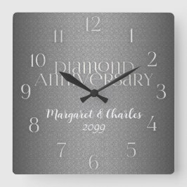 60. Diamond Wedding Angelgarten Custom Quadratische Wanduhr