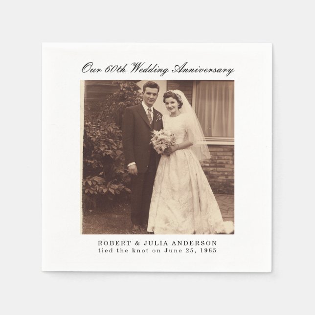 60. Diamond Wedding Anniversary Custom Foto Serviette (Vorderseite)