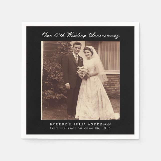 60. Diamond Wedding Anniversary Custom Foto Serviette (Vorderseite)