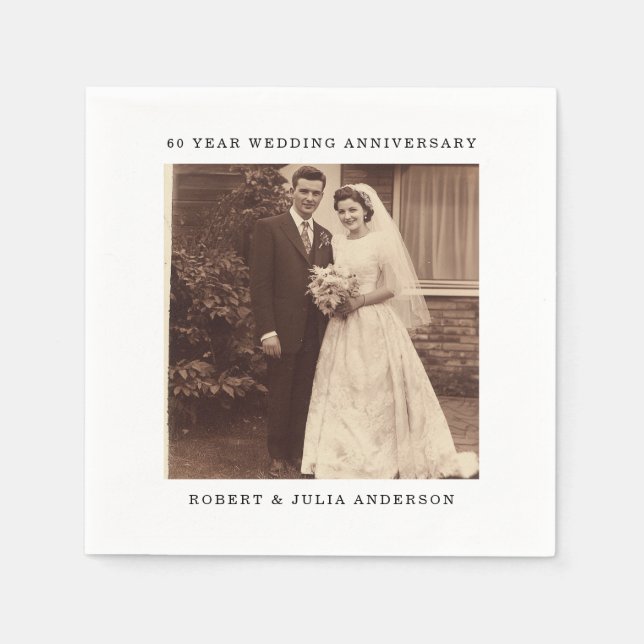 60. Diamond Wedding Anniversary Custom Foto Serviette (Vorderseite)